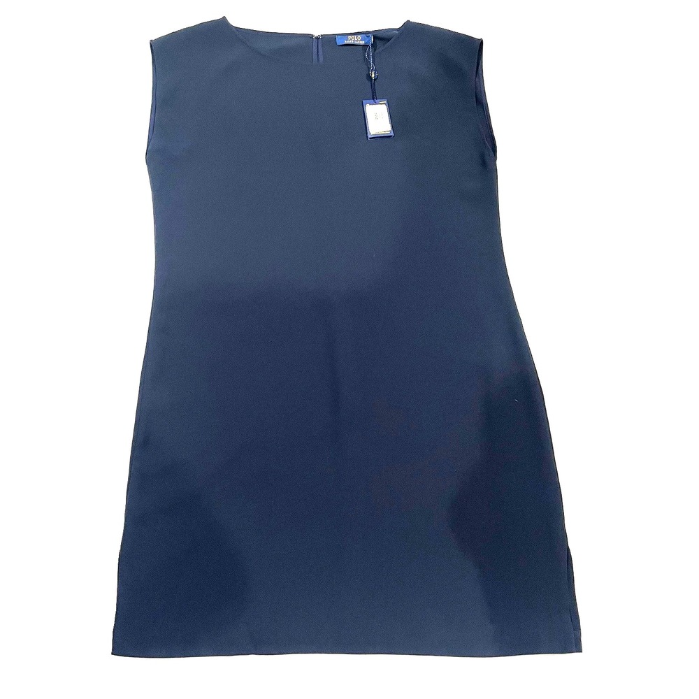 Polo Ralph Lauren Navy Blue Sleeveless Shift Dress Park Avenue Size 12 NWT
